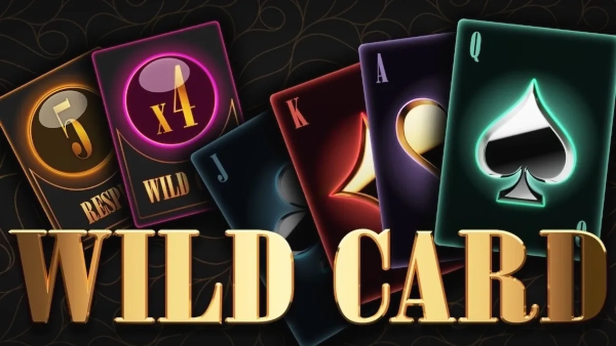 Interface do jogo de slot Wild Card com rolos girando